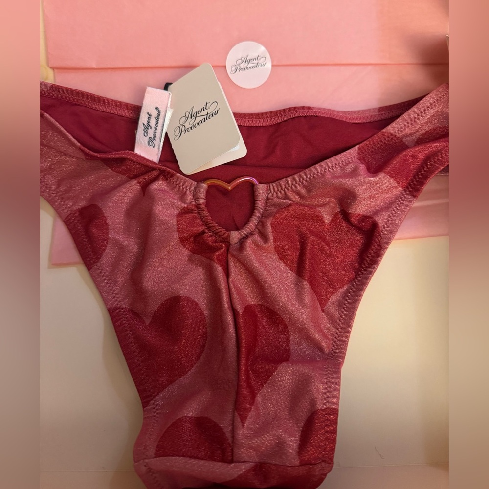 Agent Provocateur 💯% Authentic ELSPEH BIKINI PINK/RED HEART Set - NWT - Size 2 - Picture 10 of 12